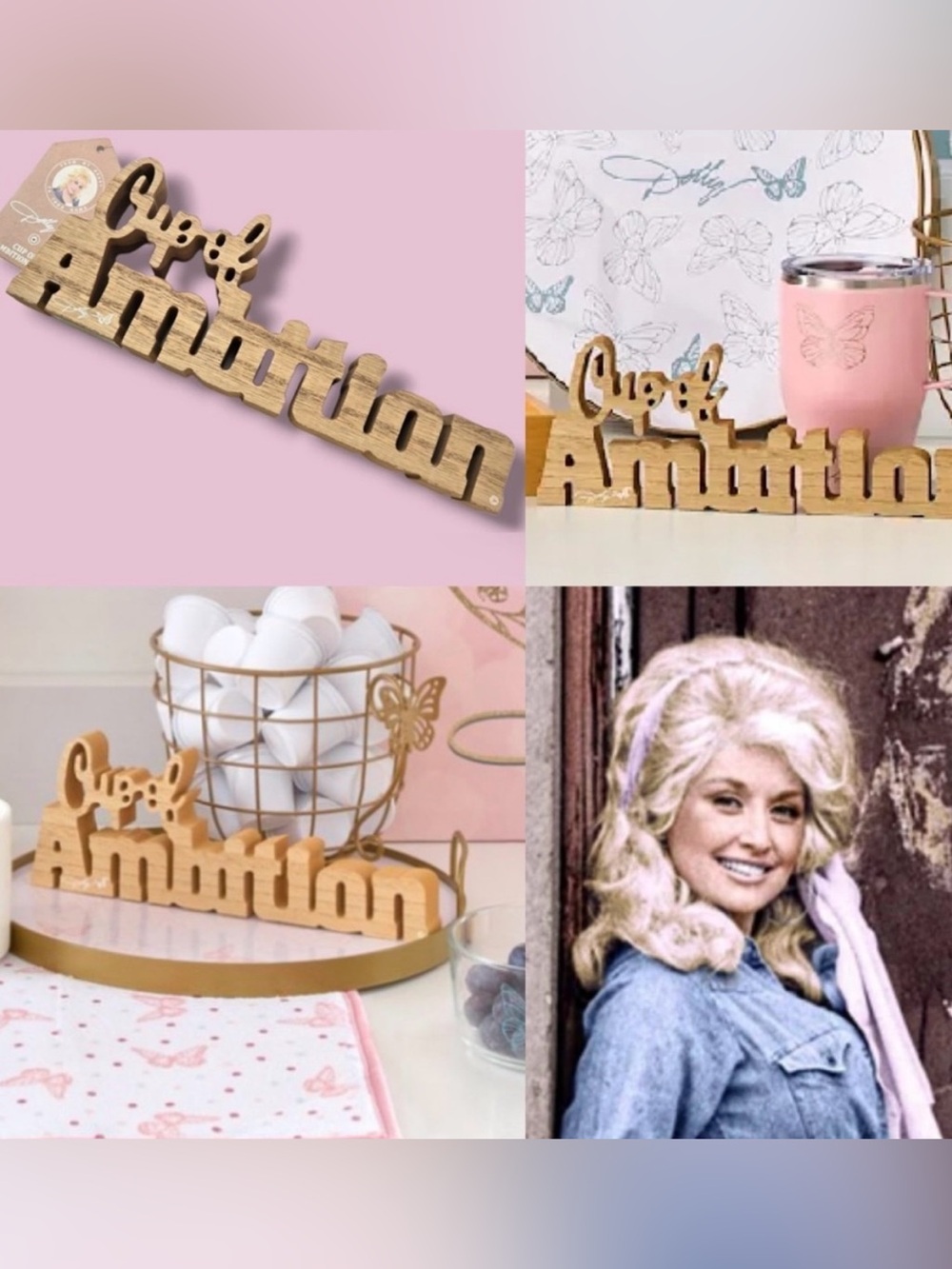 Dolly Parton limited edition Cup of Ambition word block
